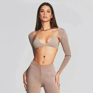 SER.O.YA Retrofête Dahlia Sweater Shrug Set Brown L NWT